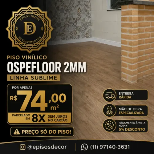 Piso Vinil Ospefloor Linha Sublime 2mm