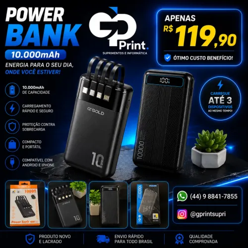 Power Bank 10.000mAh Carregador Portátil Universal
