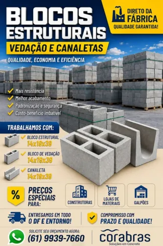 BLOCOS E CANALETAS DIRETO DA FÁBRICA