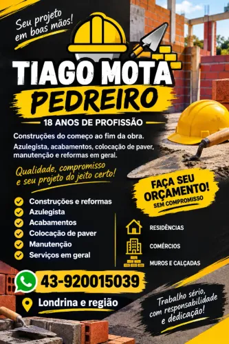 Pedreiro Tiago disponível ( atende londrina e região). *