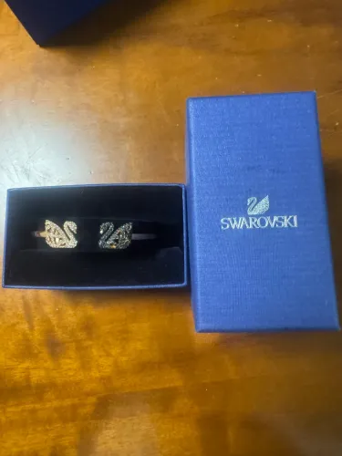 Bracelete Swarovski Cisne Original Banhado a Ouro