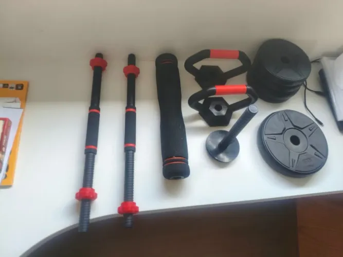 Kit halteres musculação 6 em 1