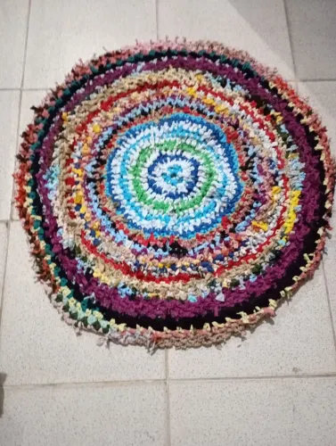 Conjunto tapete de retalhos ,redondos,novos,artesanais