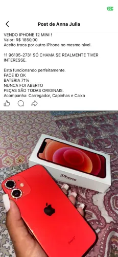 iPhone 12 mini / VENDO OU TROCO POR GELADEIRA 