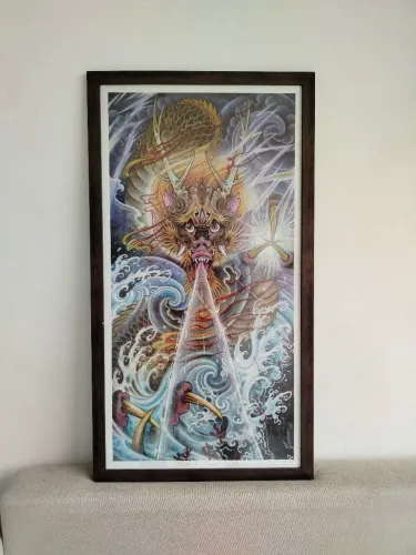 Moldura mogno para poster ou pintura, 95x52 cm