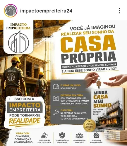 Sonho da casa própria e ainda virar livro é aqui na impacto empreiteira 