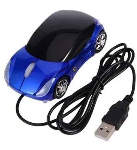 Mouse Óptico Em Formato De Carrinho Vermelho 1600dpi Com Fio