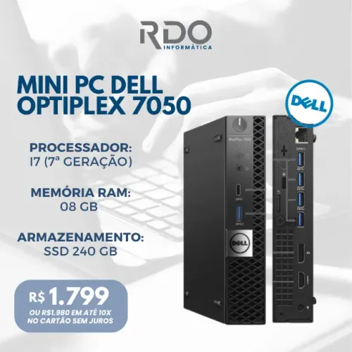 Dell OptiPlex 7050 Mini PC Core i7 8GB RAM SSD 240GB Corporativo