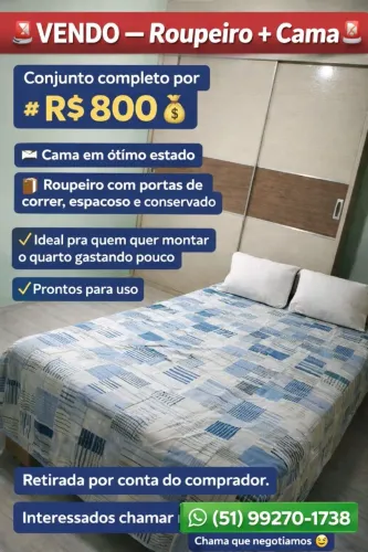 Combo roupeiro e cama box casal