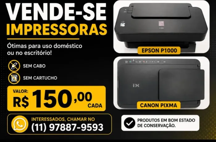 Impressoras Epson P1000 e Canon Pixma à Venda - Ótimo Estado | R$150 Cada