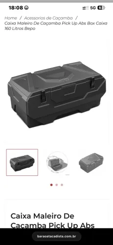 Baú Beppo 160 Litros Preto Pick-up Caçamba
