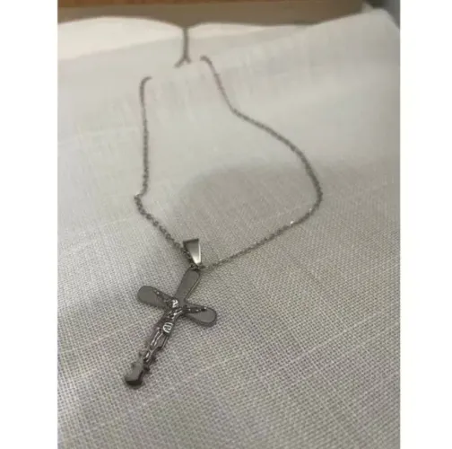 Colar masculino cruz aço inox 