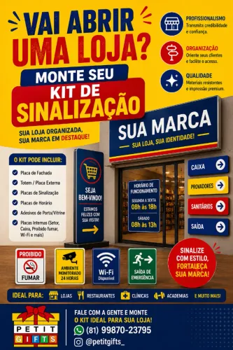Vai abrir uma loja? Monte seu kit de sinalização personalizado!