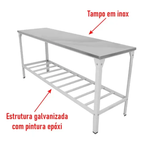 A.L Mesa Tampo Inox com pés Epox - 190 x 0,55