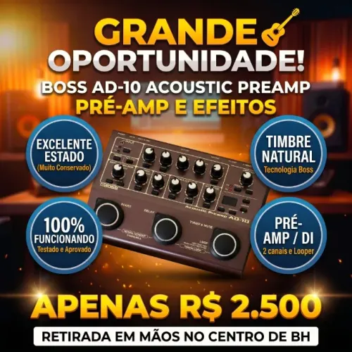 Boss AD-10 Acoustic Preamp (Pré-Amplificador e Efeitos para Violão) - Excelente Estado