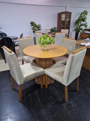 Mesa de jantar redonda 1.00m conjunto