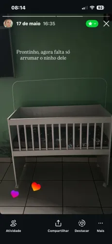 Mini berço infantil que acopla na cama com grade removível