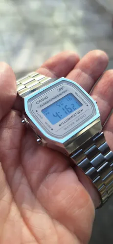 RELÓGIO CASIO VINTAGE PRATA DIGITAL AÇO INOX NOVO C/ CAIXA