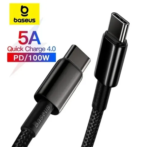 Cabo Tipo C para Tipo C da Baseus PD 100W Com Display Digital, 2 Metros