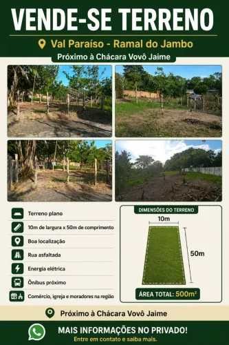Terreno plano 500m2 - R$ 65mil