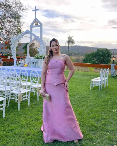 Vestido longo de festa Rosa/ lilás 