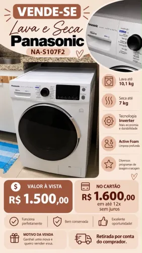 Maquina lava e seca panasonic branca