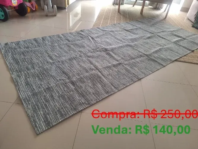Tapete de sala 90x300cm Cinza - Excelente estado de uso.