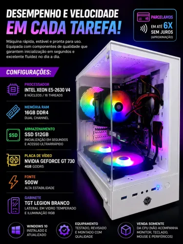 Parcelamos sem juros- CPU Xeon 8 núcleos- 16gb Ddr4 - 512 SSD - placa de vídeo
