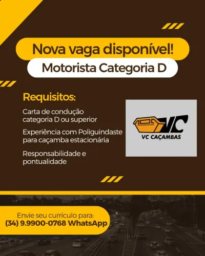 Contrata-se Motorista para caminhão caçamba.
