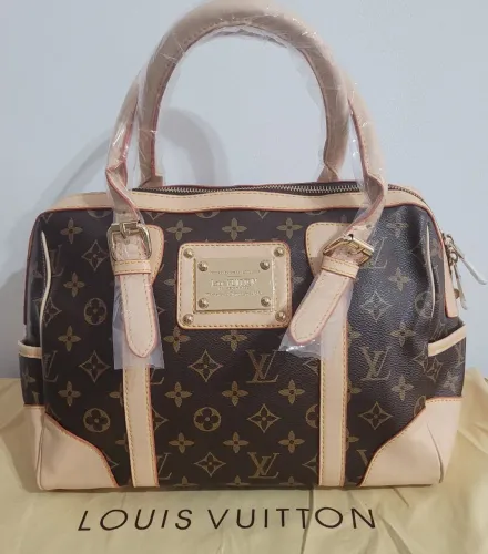 Bolsa grande lv marrom e bege