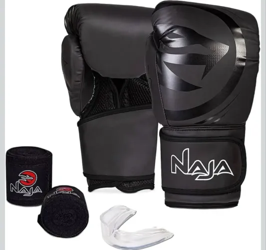 Kit Luva de Boxe e Muay Thai Naja Black Line