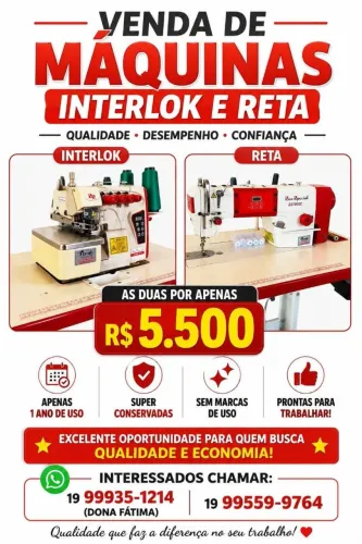 Máquina de costura industrial,reta e interlok.