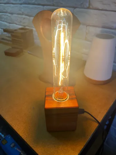 abajur luminária de mesa cubo madeira maciça