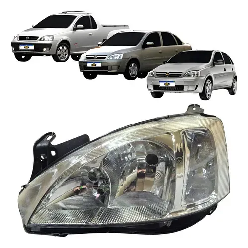 Farol Esquerdo Corsa Montana 2008 A 2012 Cromado Lente Lisa Esquerdo/motorista