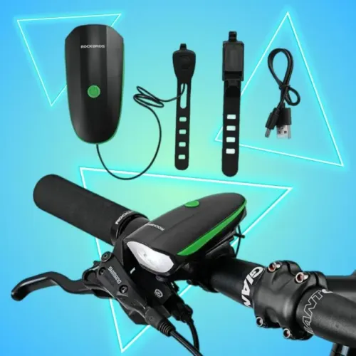 Farol Bike Bicicleta Led Buzina Recarregável USB Lanterninha Sinalizador Traseiro Resisten