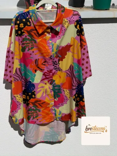 Camisa Feminina Tropical Colorida Plus Size Shein Tamanho 3XL