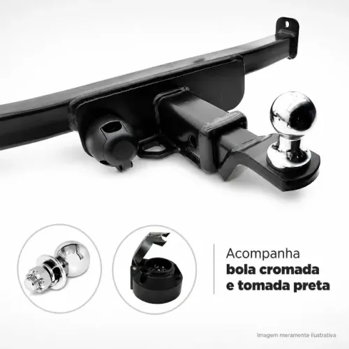 Engate Reboque Removível Volpato Nissan Frontier 2004 a 2006 700kg com Tomada Preta e Bola