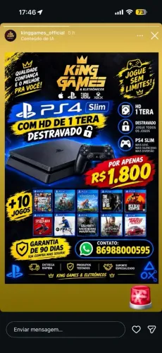 Ps4 slim 1 tera destravado