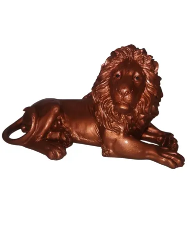 Enfeite Leão descansando - enfeite de Mesa - 20 cm - cor Bronze 700g