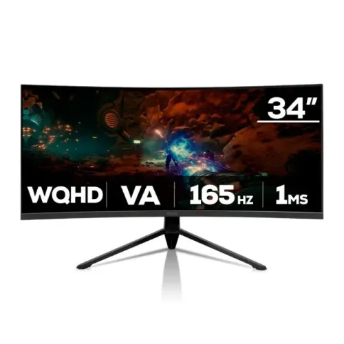 Monitor Gamer Pichau Nexus 34 GO, 34 Pol, VA, Ultrawide, Curvo, WQHD, 1ms, 165Hz