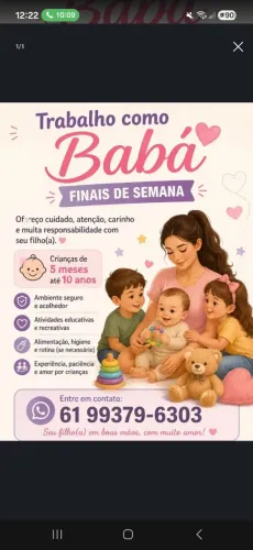 Babá mensalidade e finais de semana 