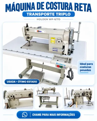 Máquina de Costura Reta Industrial Holden WP-6/7D com transporte triplo