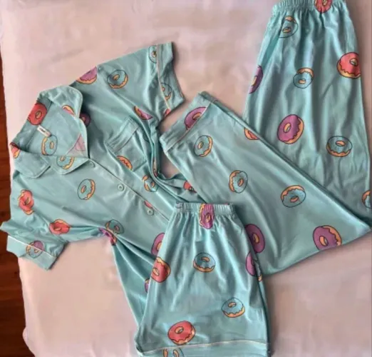 Pijama Feminino 3 Peças Americano. Alô mamães