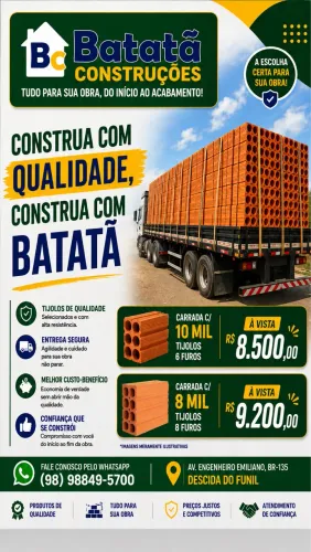 Carrada de tijolo 6 e 8 furos informações na descrição