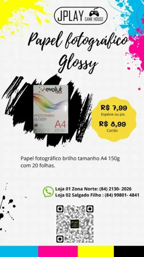 Papel fotográfico Comum ou Adesivo