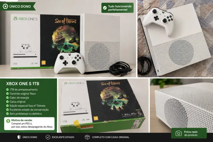 Xbox One S 1TB + Controle Original + Caixa