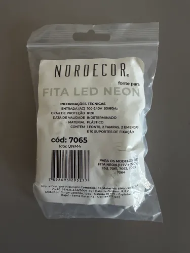 Acessório Para Fita de LED Para Fita Mangueira Neon - Nordecor 7065