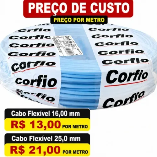 Cabo Flexível Corfio 16,00mm e 25,00mm 750w os valores estão na foto