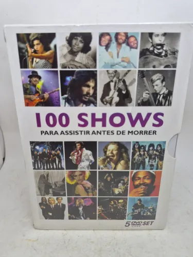 Box com 5 DVDs 100 shows para assistir antes de morrer.