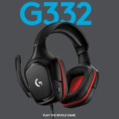Headset Gamer Logitech G332 PC PS4 Xbox One Preto e Vermelho
